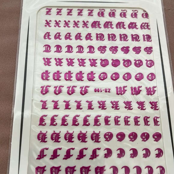3/$10 NEW nail stickers art letters hot pink purple - Picture 3 of 3
